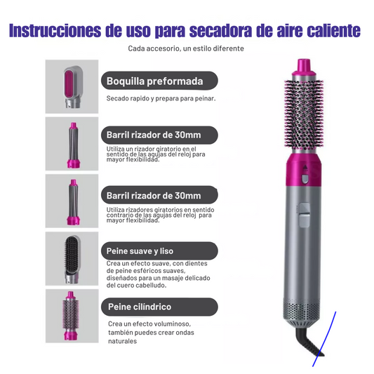 Cepillo Secador 5 en 1 Para Cabello